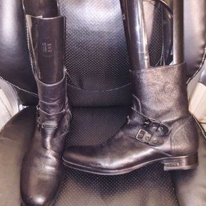 ALESSANDRO DELL 'ACQUA MEN'S Zip LEATHER BOOT W/CAPTOE BLK US S10 1/2  43 1/2 EU